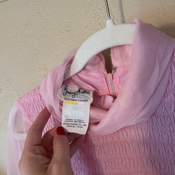 Vintage pink sheer puff sleeve blouse - Picture 4 of 5